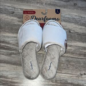 Dearfoams Cozy White Slide Slippers